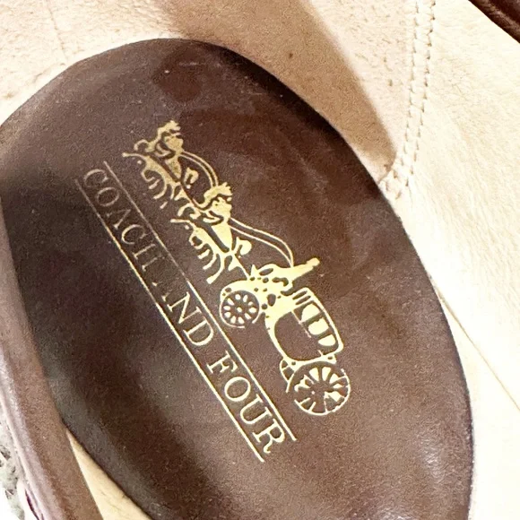 Vintage Coach and Four Classic Bow Woven Brown Loafers Slingback Ballet Flats - Picture 13 of 14